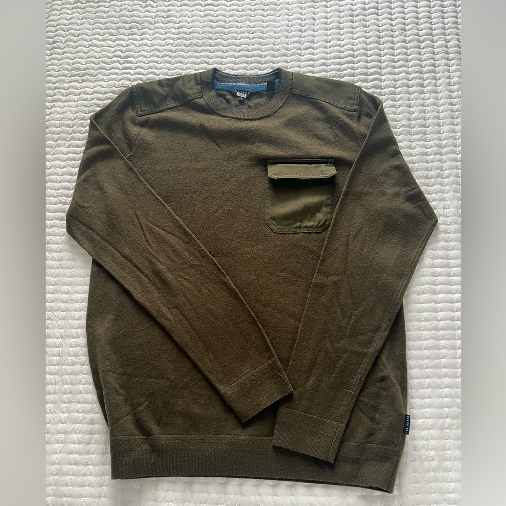 Men’s Ted Baker Olive Sweater with Pocket